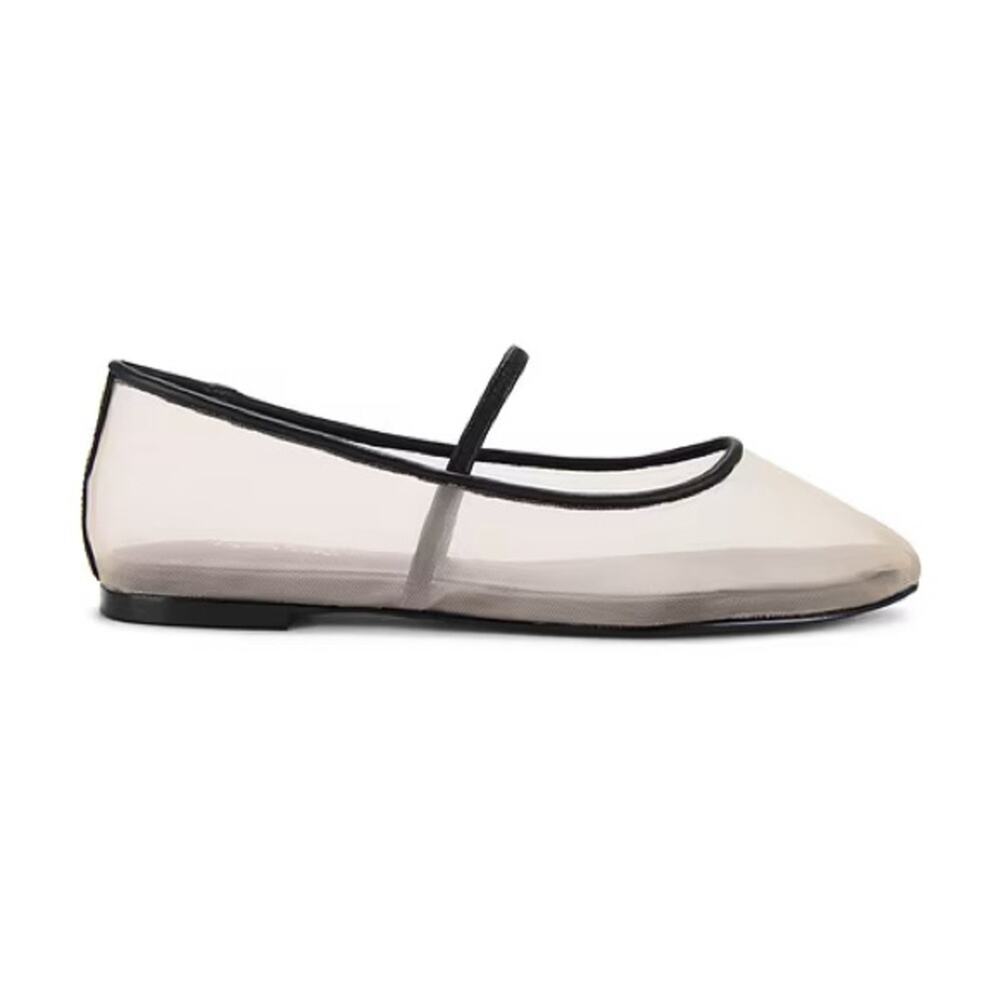 RAYE Clear Mary Jane Flats with Black Trim